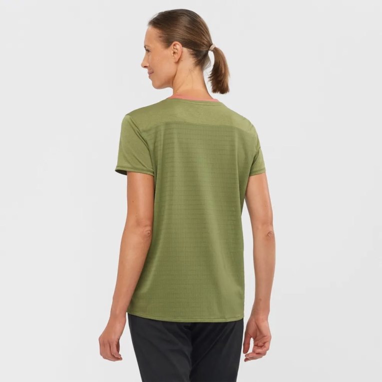 Olive Salomon Outline Summer Short Sleeve Women's T-Shirts | IE AV2389